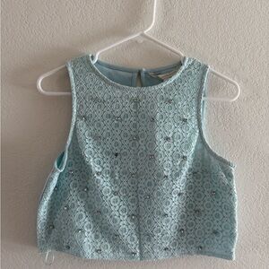 LC Lauren Conrad Light Blue Lace Crop Top